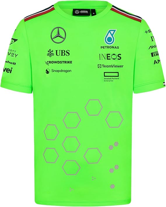 Mercedes AMG Petronas F1 Men's 2024 Team Set Up Tshirt - Green - Size: M