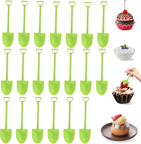 Spade Spoon, Scoop Shaped Creative Shovel, Durable Plastic Dessert Spoon, Reusable Dessert Spoon for Watermelon Spoon, Coffee, Dessert Spoon (Green)