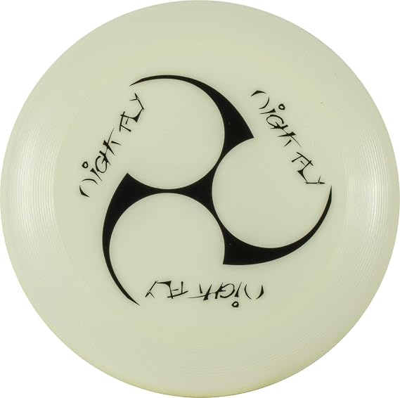 Sunflex Night Fly Disc - Glow in The Dark Outdoor Throwing Activity - 9 Inches in Diameter - Green Glow in The Dark Plastic with Black Swirl Design Detail - Night Time Flying Frisbee