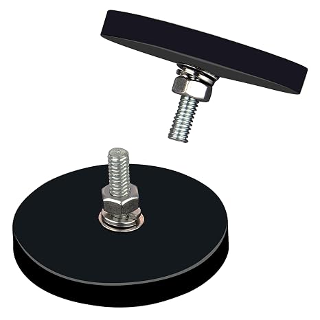 ULIBERMAGNET Neodymium Pot Magnets Rubber Coated,Magnetic Tripod Head Base with D1/4-20 Male Thread,2Pack Non-Slip Magnetic Mounting for Action Camera,Gopro and Security Camera