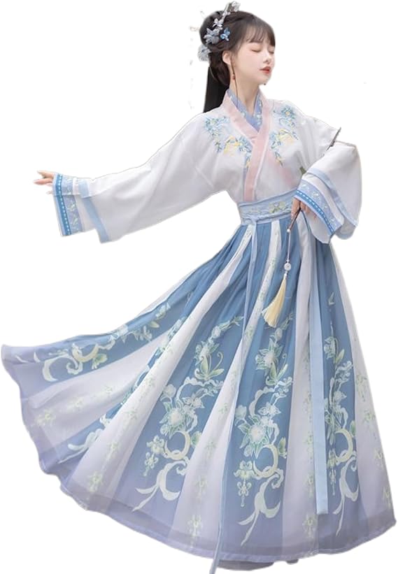 Chinese Hanfu Women Tulle Chiffon Loose fitting Dress Ancient Traditional Clothing New Year's clothing