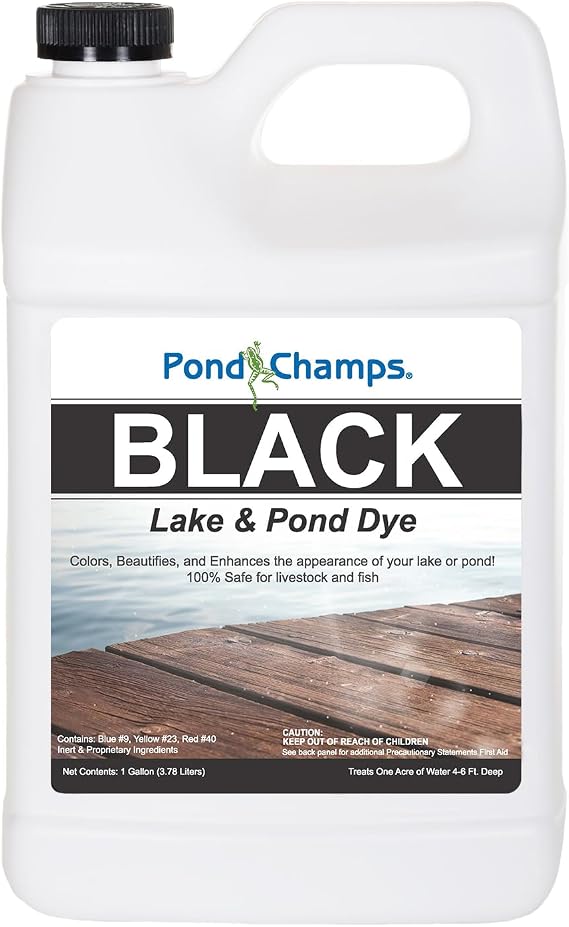Pond Champs Black Lake & Pond Dye One Gallon of Deep Black Pond Colorant Treats 1 Acre - Safe for Fish, Wildlife, Pets & Children