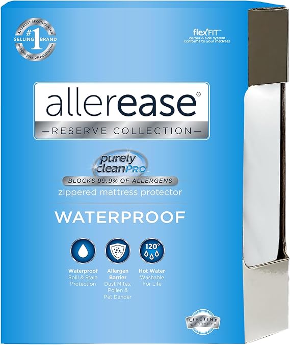 AllerEase Waterproof Allergy Defense Zippered Mattress Protector, Twin