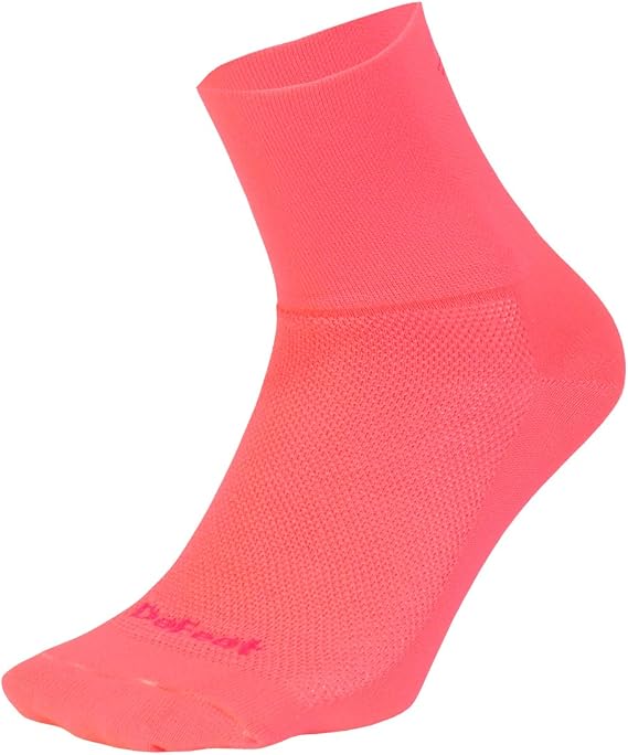 DEFEET | Aireator 3" - D-Logo Cycling Socks | For Biking, Running, Everyday Adventures | Hi-Vis Pink | Large