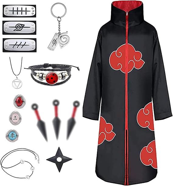 Akatsuki Uchiha Itachi Coat for Children Adults Unisex Cosplay Costume Cosplay Halloween Christmas Party