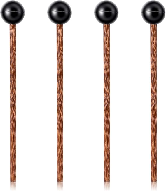 4Pcs Xylophone Mallets, Glockenspiel Mallet, 5.7in Wooden Rubber Percussion Mallets, Drumsticks, Percussion Sticks, Tongue Drum Mallet