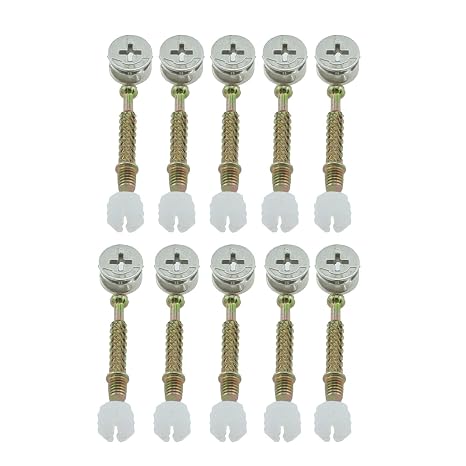 Cam Lock with Dowel RLECS 10PCS Furniture Connecter Cam Lock Fittings, 14.6x9.5mm Cam Bolt Nut and 6x40mm Dowel with Pre-Inserted Nut Replacement Parts