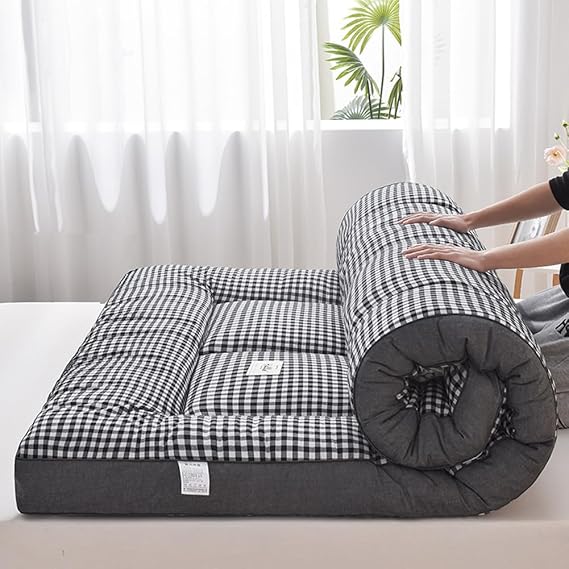 Japanese Futon Mattress Floor Mattress Folding Mattress,Tatami Mattress Portable Camping Pad,Easy to Store,Breathable Fabric for Couch Mattress (Gray,150x200cm)
