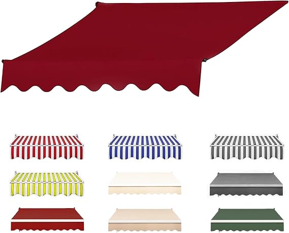 Retractable Patio Awning Replacement Fabric, Patio Awning Retractable Sun Shade Awning Cover Outdoor Patio Canopy Sunsetter Deck Awnings, Frame Not Included(Style1,2 M/78.7 in)