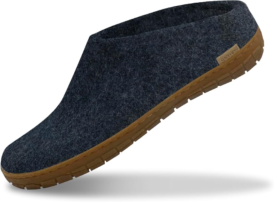 Glerups 100% quality wool mix Slipper with rubber sole - Unisex Slip-on - Denim