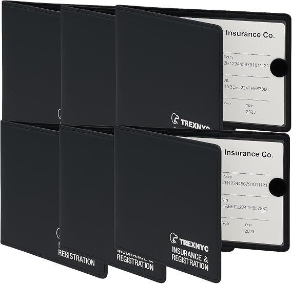 Car Registration & Insurance Card Holder Wallet, 6 Pack