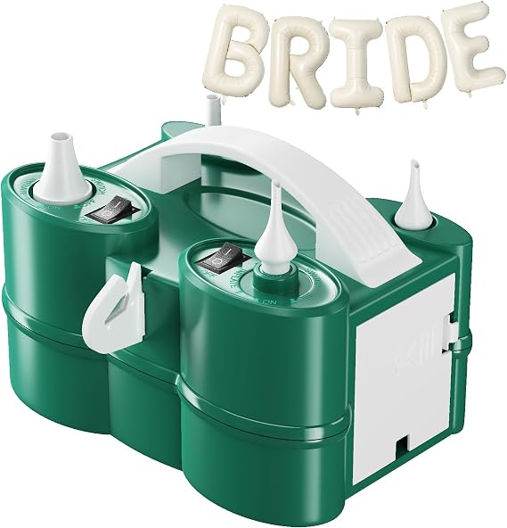 Balloon Pump Electric with 40 Inch Bride Balloon, Portable Air Pump for Latex 260q Foil Balloons, Dual Nozzle Balloon Blower Machine for Party Decoration, Balloon Inflator Deflator