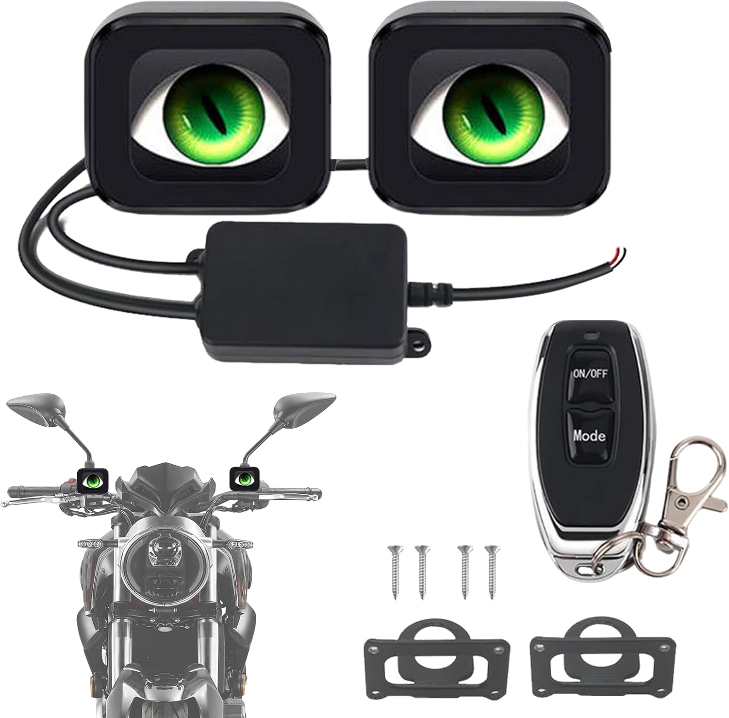 LED Eyes For Motorcycle, Intelligent Remote Control, 5.5x4.5cm, Waterproof Dynamic Devil Eyes, Devil Eye Motorcycle With Remote Control, Strong Water Resistance, For Electric Bicycles Tricycles Car