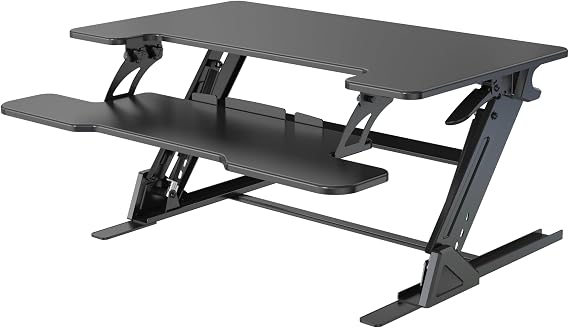 Standing Desk Converter 32 x 24 Inches - Height Adjustable Sit to Stand Riser with Keyboard Tray, Ergonomic Music Studio Workstation for Home Office, Dorms, Black