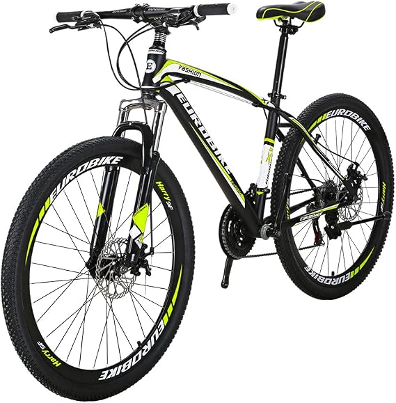 EUROBIKE SD X1 Adult Mountain Bike 18 Inches Steel Frame 27.5 Inch Double Alloy Wheel with Disc Brake 21S Gears System MTB Bicycle
