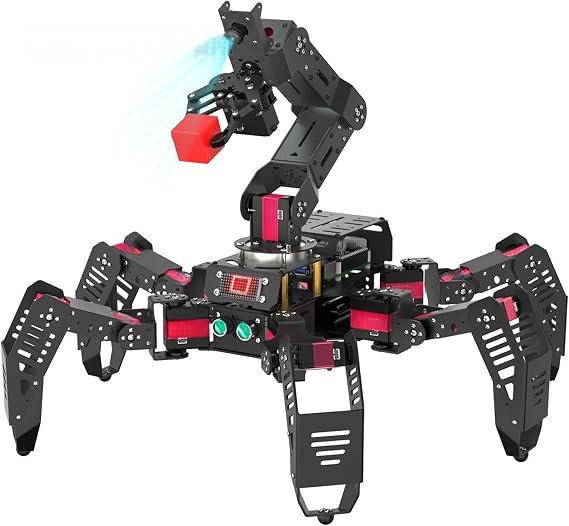 Hexapod Robot Smart Robot with AI Robotic Arm, Powered by Board for RB Pi 4B 4GB