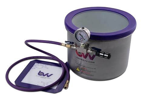 BVV 3 Gallon Wide Stainless Steel Vacuum Chamber with Reversible Silicone Gasket, Glycerin-Filled Gauge, 50-Micron Air Filter, Degassing Chamber with User-Friendly Connections - Made in USA