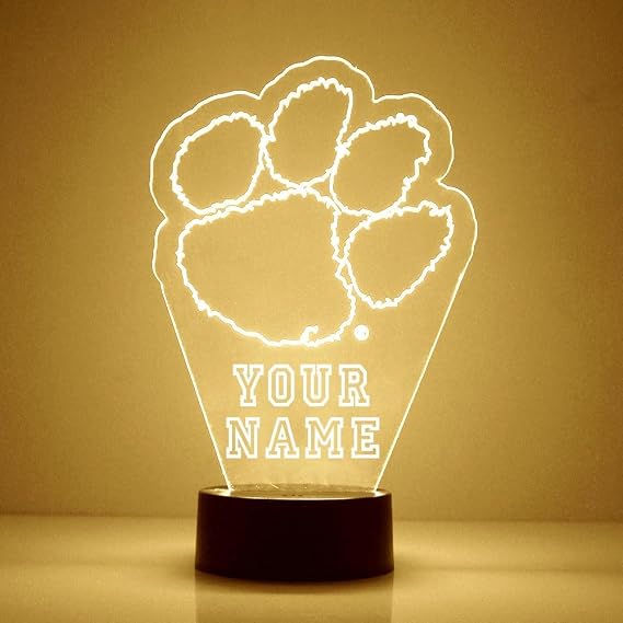 Custom Clemson University Tigers College Mascot LED Sign Night Light Lamp with Remote and Personalized Name or Image, Officially Licensed from the CLC by Mirror Magic Gifts, Made in the USA