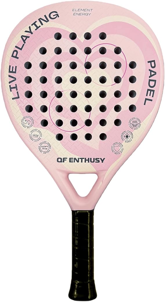 Padel Racket, Carbon Fiber Pala Padel, 3 Types Available (Round/Tear Drop/Diamond Shape), Lightweight Racquet