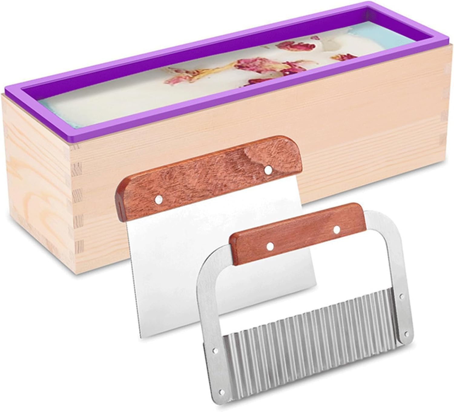Loaf Soap Making Supplies Kit DIY Soap Making Supplies with with Stainless Steel Wavy Scraper and Plastic Straight Cutter(Y376-2)