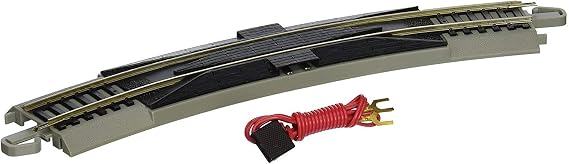 Bachmann Trains - Snap-Fit E-Z TRACK 18 RADIUS CURVED TERMINAL RERAILER w/WIRE (1/card) - NICKEL SILVER Rail With Gray Roadbed - HO Scale