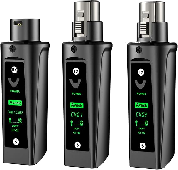 Aveek Wireless XLR Transmitter Receiver System for Dynamic Mic, 200FT Range