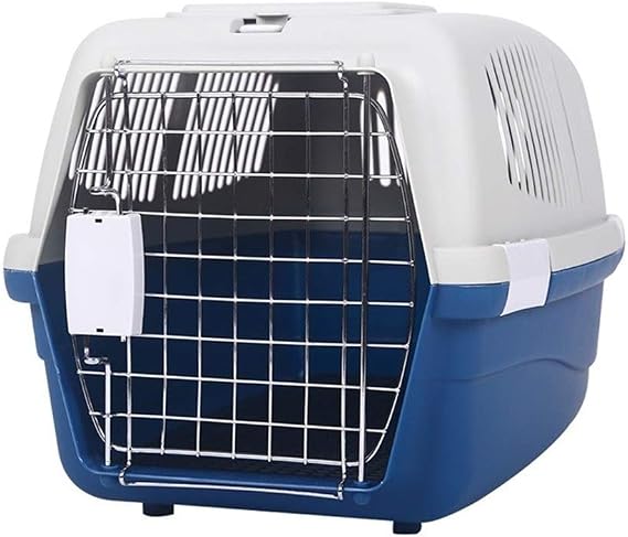 Pet Carrier Airline Pet Kennel Top Load 360 Degree Ventilation Pet Carrier for Kittens Pet Sky Kennel Color: Blue, Size: 60 x 39 x 35cm