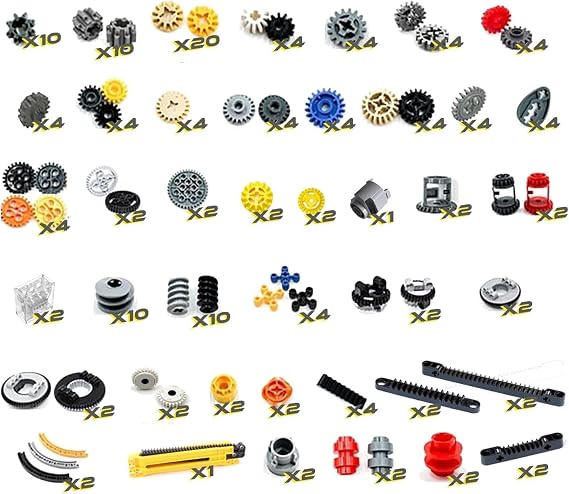 Domoni TechnicParts,Gear, Cam, Wheel, Car Building Blocks MOC Set 162 Pcs