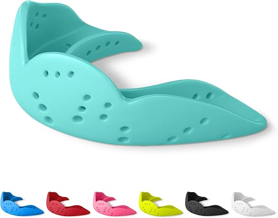 SISU Aero Small Mouthguard, Awesome Aqua - 30% Stronger Protection for Lacrosse, Football, Hockey, Roller Derby, Team Sports - Remoldable Up to 20 Times - Ultra Slim - Non Toxic