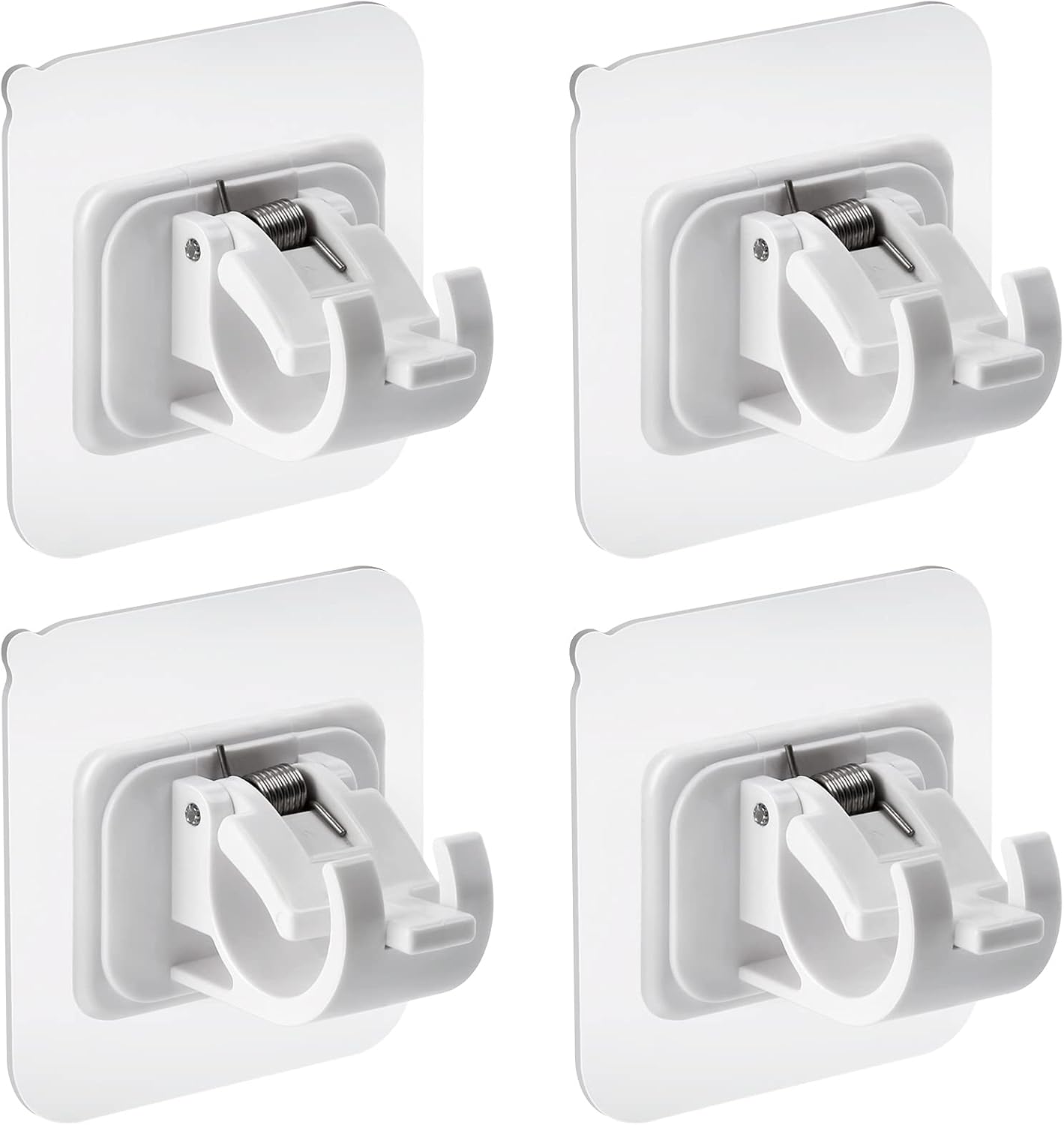 4Pcs Self Adhesive Curtain Rod Bracket No Drill Drapery Hook Holder Fixing Rod Holder Curtain Pole Wall Bracket Towel Rod Hook Home Bathroom Kitchen Hotel Towel Clothes Hanging (White)