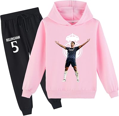 Kid Boy Jude Bellingham Hoodie and Jogger Pants Hooded Baggy Sweatshirt Fall Long Sleeve Tracksuit Set