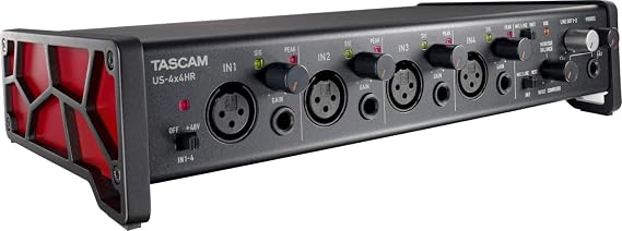 Tascam US-4x4HR 4 Mic 4IN/4OUT High Resolution Versatile USB Audio Interface for Recording, Streaming, Podcasting, Songwriting