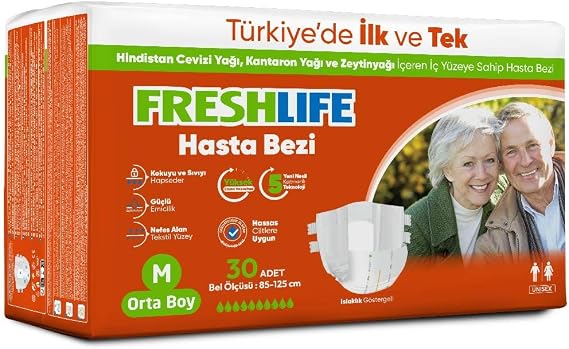 Freshlife Medium Bel Bantlı Yetişkin Hasta Bezi 30 Adet