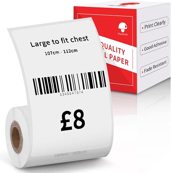 Phomemo Labels Compatible with M110 M220 M200 M221 M150 M250 M260 M108 M100 Label Printer, Thermal Printer Labels for Barcode, Address, Clothes, Small Business 1.96"x3.15" (50x80mm), 100 Labels/Roll