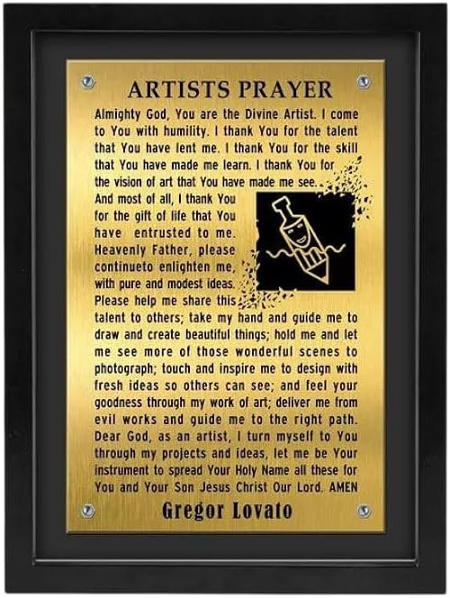 Personalized Prayer of Artists Framed Plaque-Artists Gift-Writers Gift Plaque-Christian Prayer-Metal Award Plaque Sign-Painter-illustrator-Brush-Memorials-Motivation-Inspirational-Art Studio-12x16 in