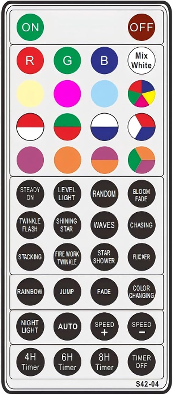 Joomer 42-Key Remote Control for RGB 198LED,300LED, C9, 216LED Icicle String Lights (String Lights not Included)