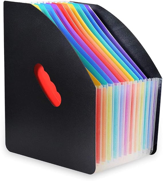 KXF Expanding File Folder 13 Pockets Plastic A4 Concertina Expandable File Organiser Desk Filing Storage Box Self-Standing Portable Accordion Filing Holder Home Office Documents Portfolio Folders
