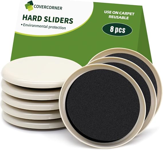 Furniture Sliders for Carpet 8 PCS - 3 1/2" Beige
