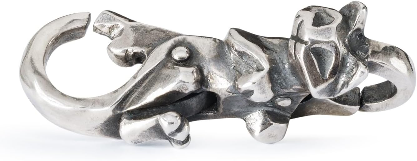 TROLLBEADS Cattitude in Motion Clasp - Sterling Silver Playful Cat Design for Cat Lovers | Authentic Brand Clasp | Silver 925 | Nature, Animals & Flowers Collection | Design by Louise Rimpler