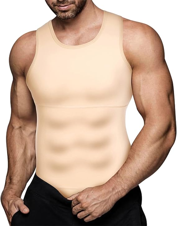 Mens Compression Shirt Slimming Body Shaper Vest Workout Tank Tops Abs Abdomen Undershirts