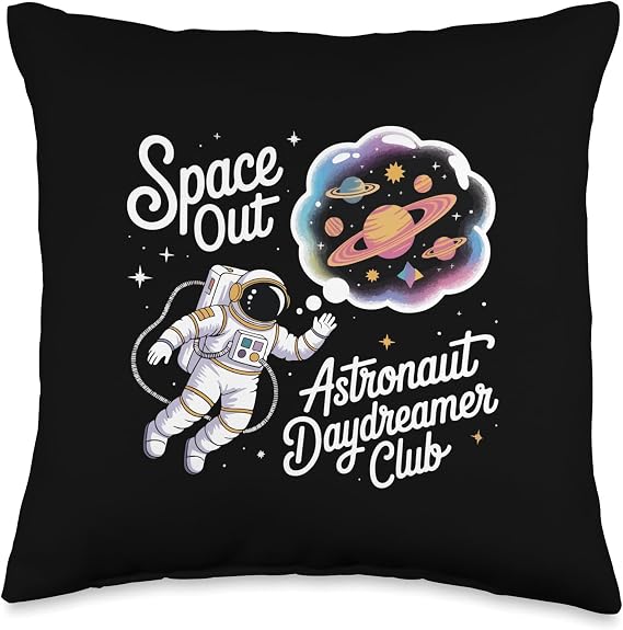 Space Out Astronaut Daydreamer Funny Sci-Fi Science Planets Throw Pillow