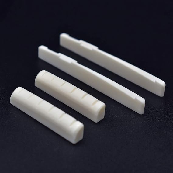 Acoustic Guitar Bridge Saddles, Guitar Nuts, Fit for 74mm Bridge Slot, 43mm Neck Slot, Pure Complete Bone, Ivory Color, 2 Set