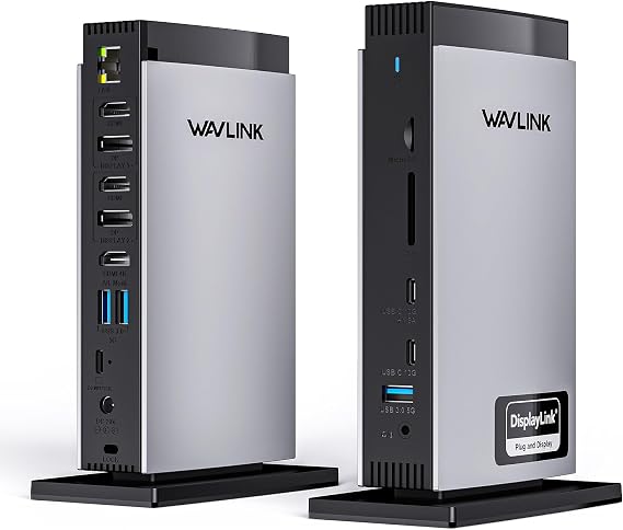 WAVLINK USB C Docking Station with 3 HDMI, 15 in 1 Laptop Dock Triple Monitor 4K+Dual 2K, 100W Charging for M1 M2 M3 Mac and Windows, 5 USB Ports, 2DP, 1Gbps Ethernet Port, Audio/Mic, SD/TF