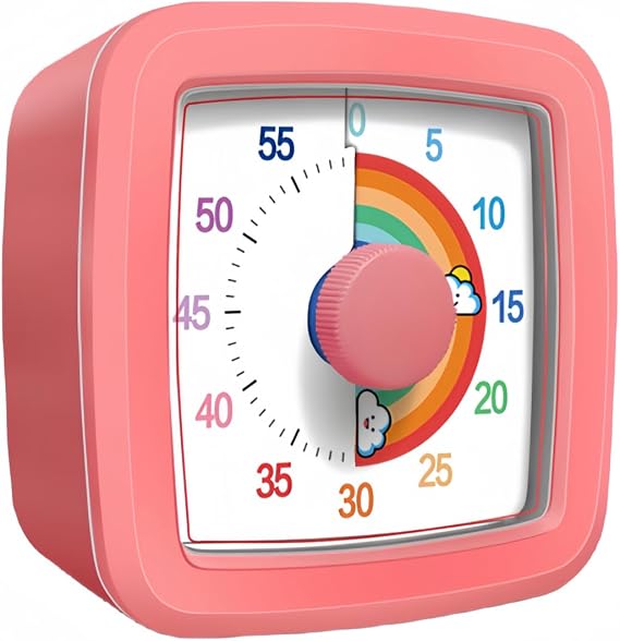 Visual Timer for Kids Adults, 60-Minute Countdown Timer for Classroom, Kitchen,Office, Pomodoro Timer Time Management Tools for Toddler ADHD(Pink)