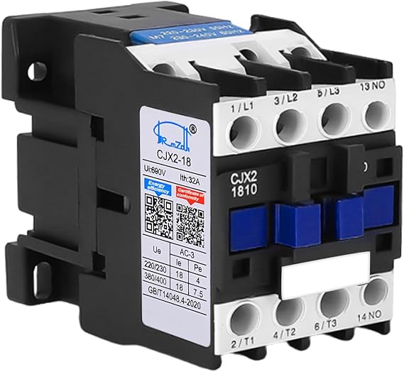 Buyweek AC Contactor 3P Motor Contactor CJX2-1810 AC Contactor 220 V 50/60 Hz Air Switch Industrial Protection Against Leaks Special Thickened Silver Point
