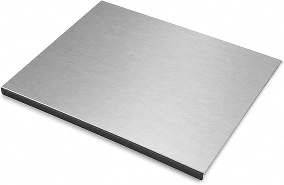 304 Stainless Steel Cutting Boards for Kitchen, Kneading Cutting Board Mats | 31.5 x 19.7in Metal Chopping Boards Non-Slip, L-Shaped Edge, Ideal for Meat, Vegetables, Fruits, Bread & Baking