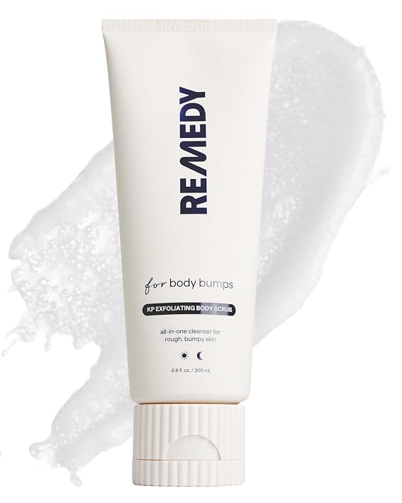 REMEDY KP Exfoliating Body Scrub, with Fine Sugar | Keratosis Pilaris and Chicken Skin Treatment, Glycolic Acid, Lactic Acid, Squalane, By Dermatologist Dr. Shah, 6.8 fl oz