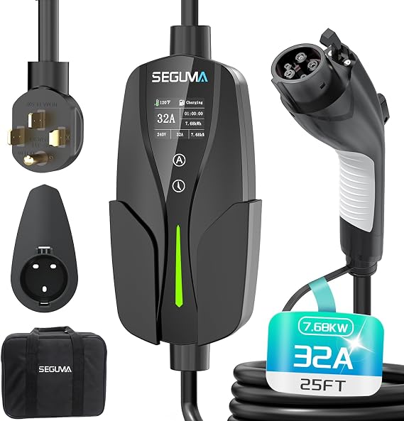 SEGUMA 32A Level 2 EV Charger, J1772 Charger with NEMA 14-50 Plug