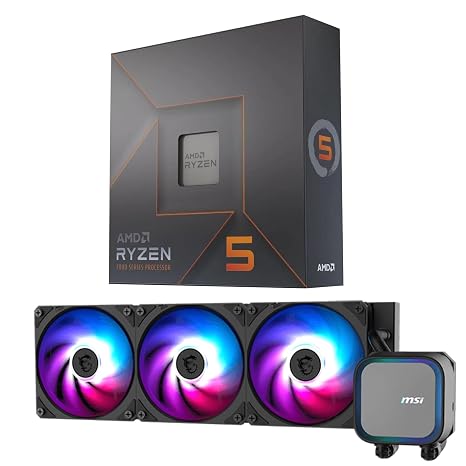 MICRO CENTER CPU AIO Combo - AMD Ryzen 5 7600X Processor with MSI MAG Coreliquid A13 360 AIO ARGB CPU Liquid Cooler 360mm Radiator LGA 1700/1851 / AM5/ AM4 Compatible