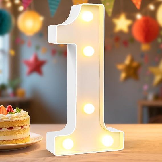LED Light Number 1, Light Up Marquee Number 1 Lights for 1st Birthday Party Decoration Wedding Anniversary Backdrop Wall Table Home Decor